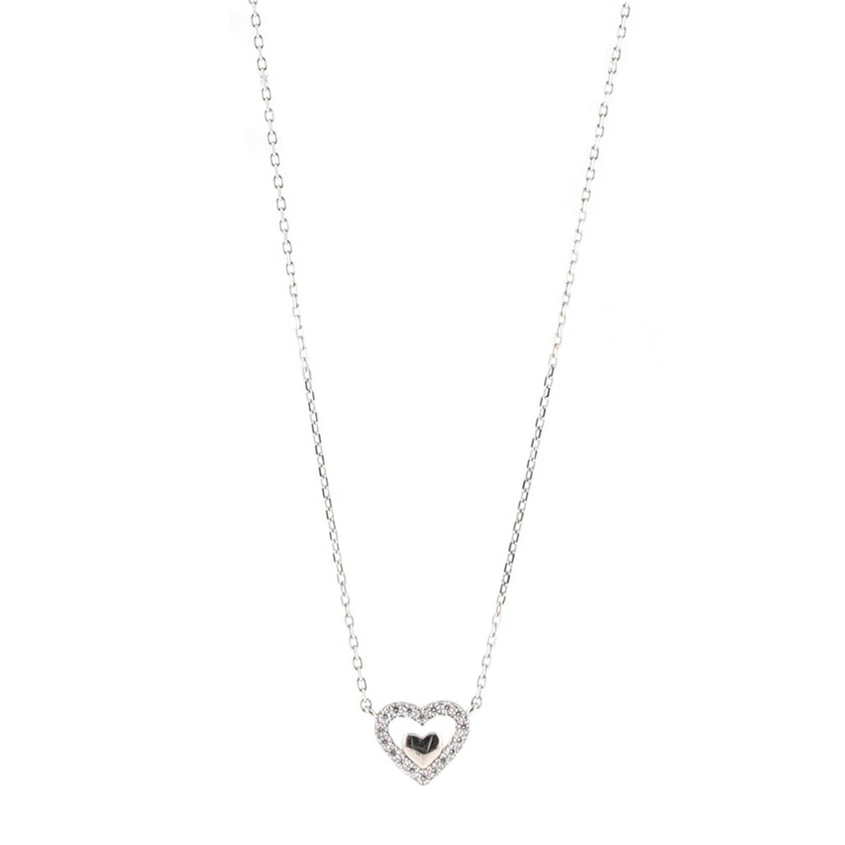 Absolute Jewellery Kids Crystal Heart Pendant, Silver