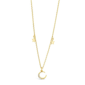 Absolute Delicate Moon & Stars Necklace, Gold