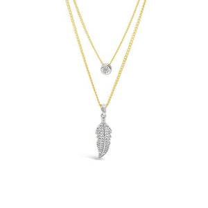 Absolute Crystal Feather Layered Necklace, Gold