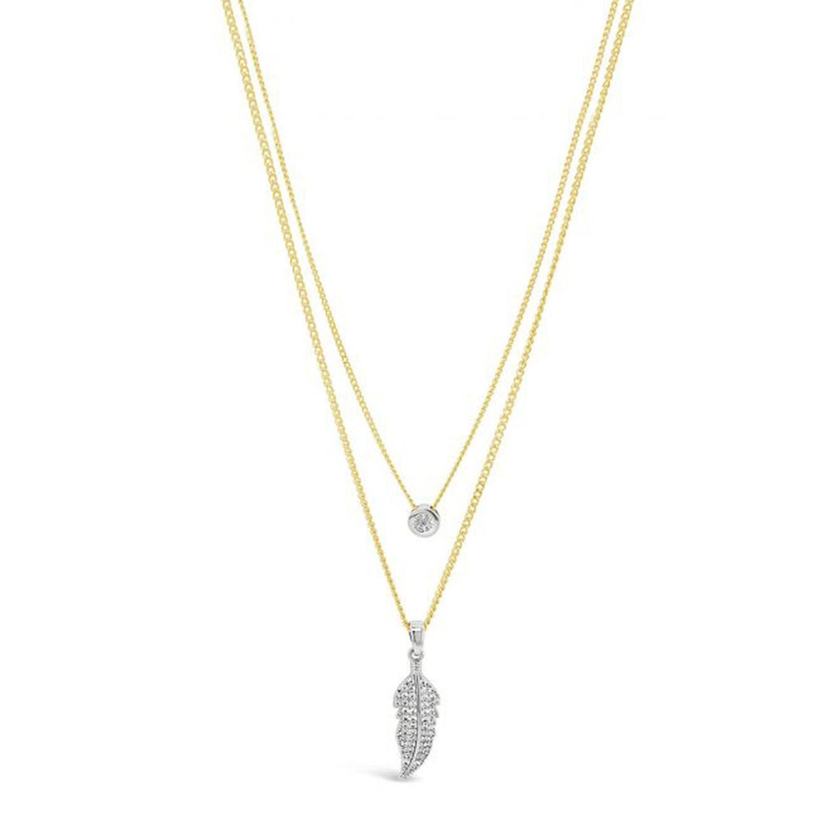 Absolute Crystal Feather Layered Necklace, Gold
