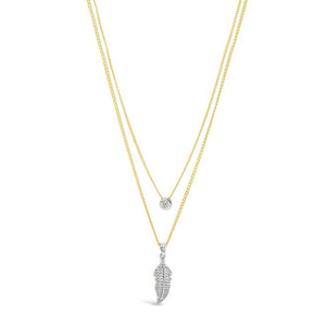 Absolute Crystal Feather Layered Necklace, Gold