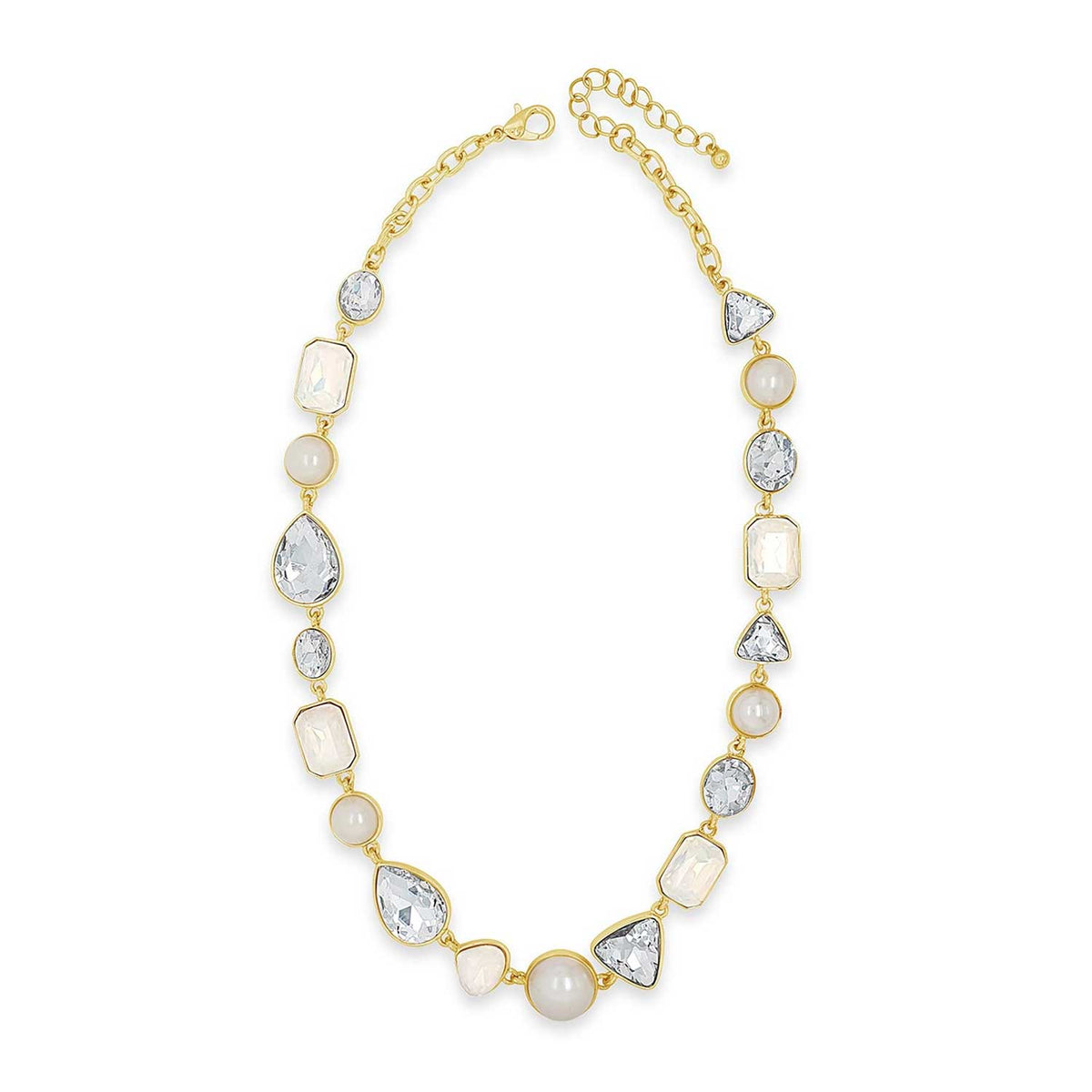 Absolute Opal and White Pearl Necklace, Gold