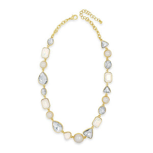 Absolute Opal and White Pearl Necklace, Gold
