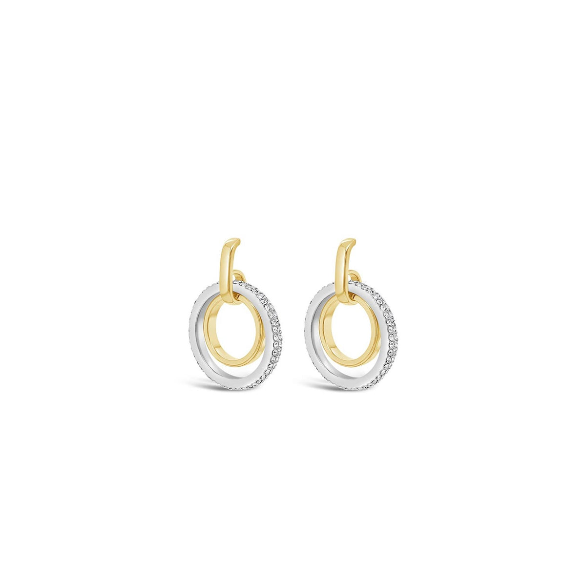 Absolute Two-Tone Double Rings Drop Earrings, Silver & Gold