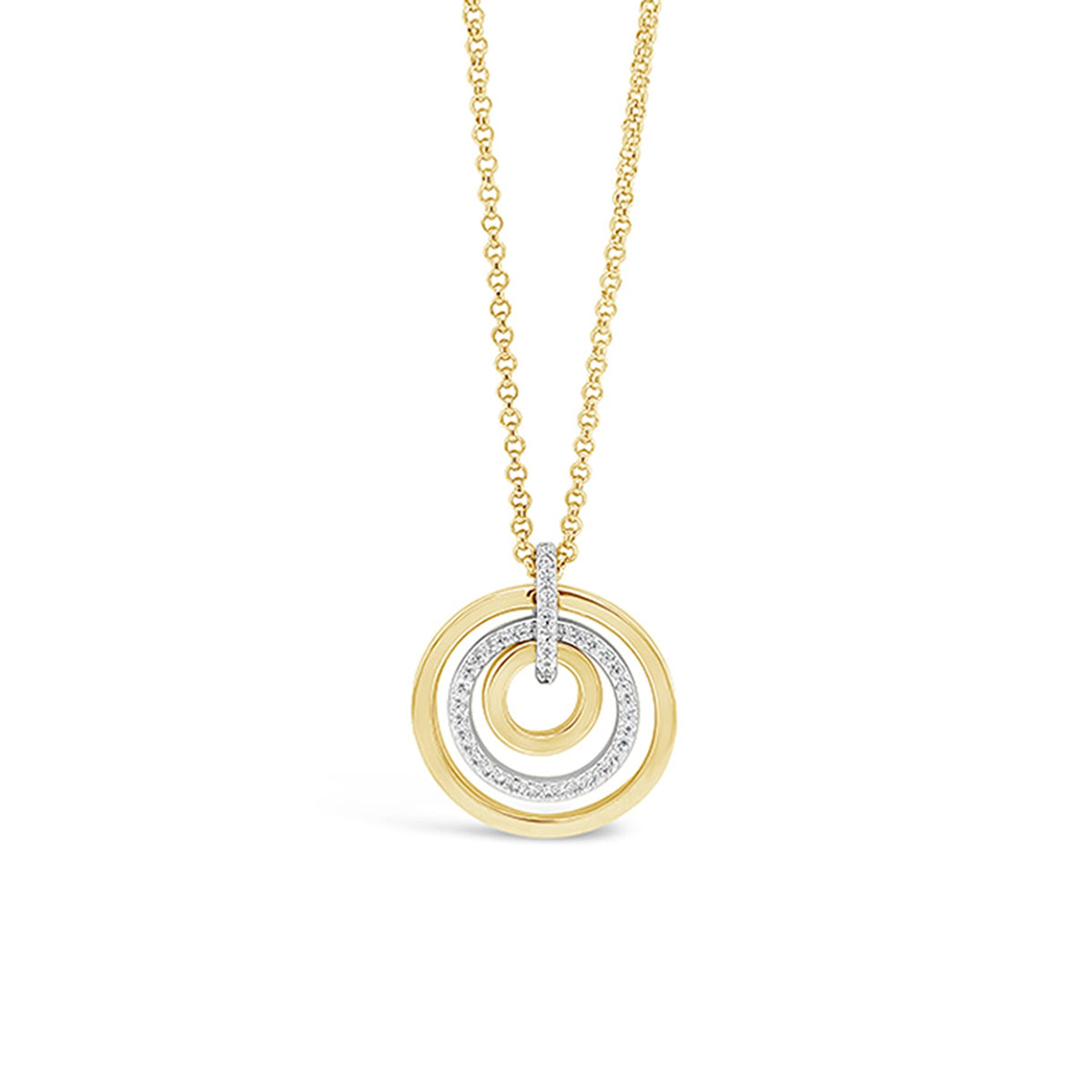 Absolute Gold Triple Ring Pendant Necklace, JP241GL