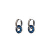Absolute Interlocking CZ Hoop Earrings, Silver & Blue