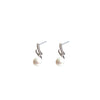 Absolute CZ Twist Pearl Earrings, Silver