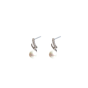 Absolute CZ Twist Pearl Earrings, Silver