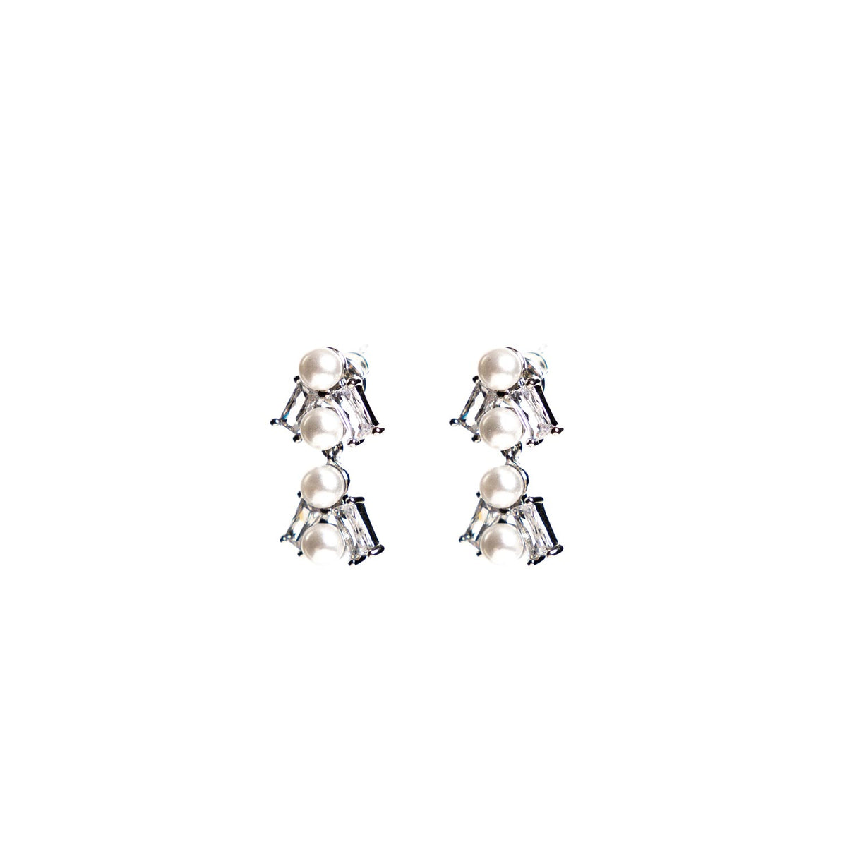 Absolute Pearl CZ Earrings, Silver