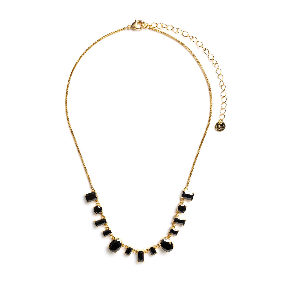 Absolute Onyx CZ Cluster Necklace, Gold