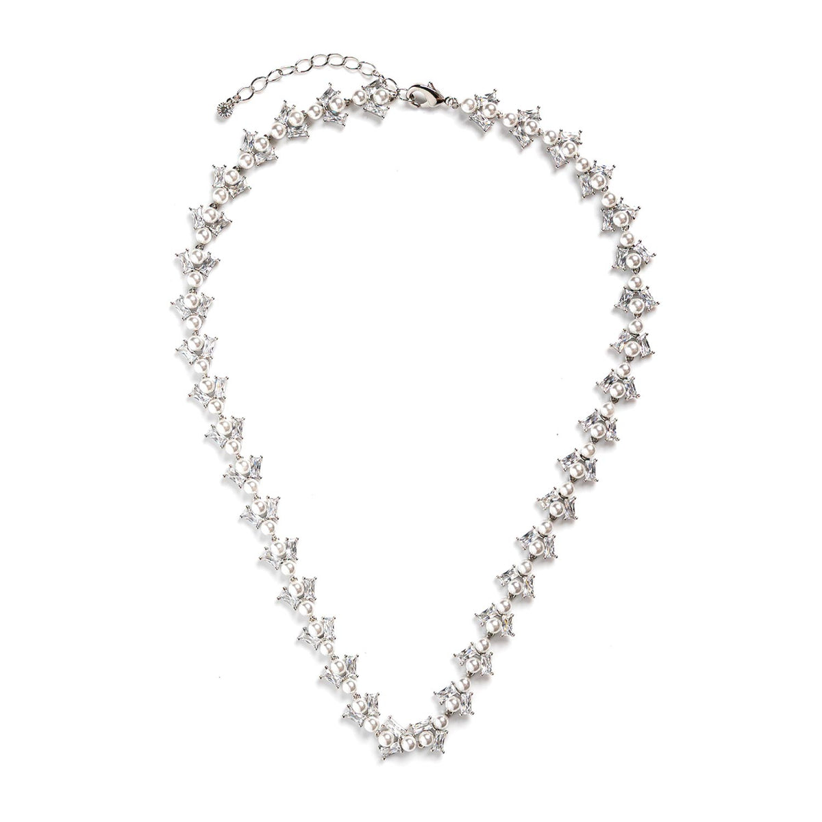 Absolute Pearl CZ Necklace, Silver