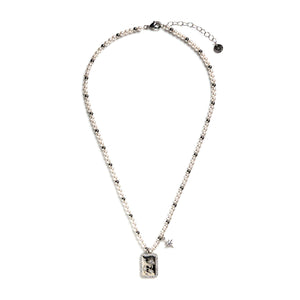 Absolute North Star Pearl Beaded Necklace, Silver