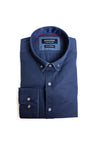 Advise Pattern Double Collar Long Sleeve Shirt, Navy