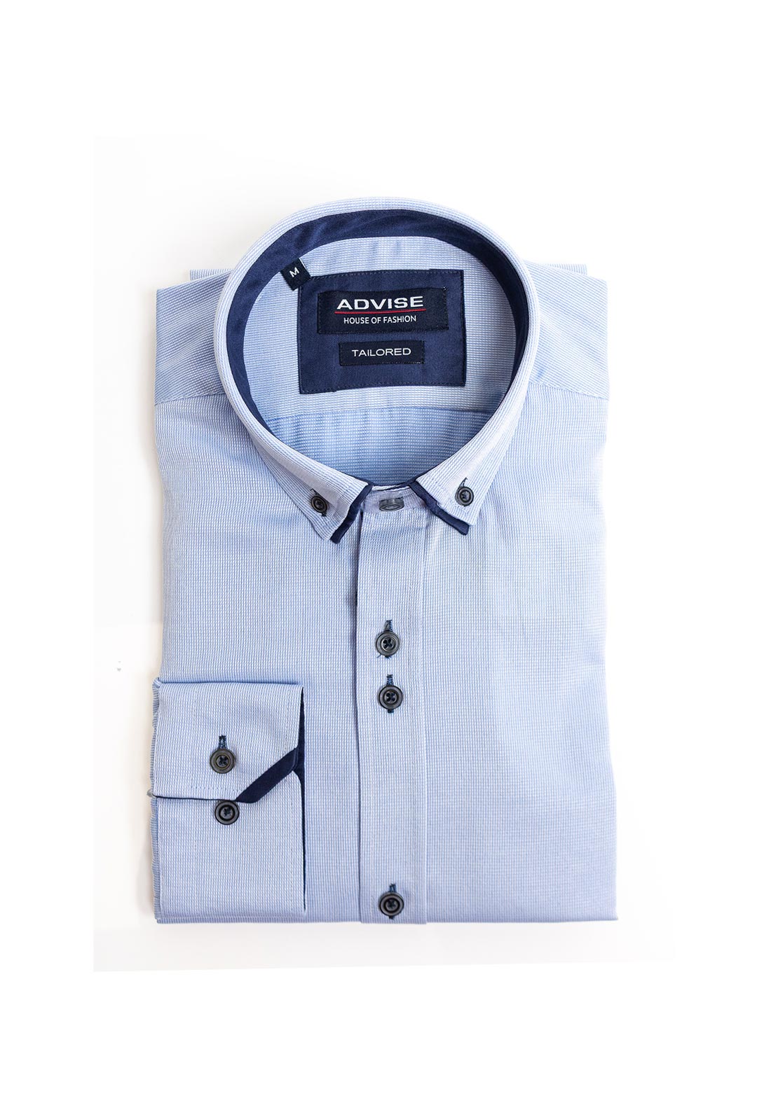 Advise Double Collar Long Sleeve Shirt, Blue & Navy