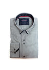 Advise Stripe Double Collar Long Sleeve Shirt, Grey