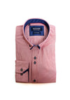Advise Stripe Double Collar Long Sleeve Shirt, Red