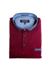 Advise Contrast Polka Dot Collar Polo Shirt, Burgundy