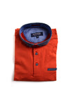 Advise Contrast Micro Print Polo Shirt, Rust