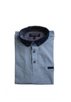 Advise Contrast Micro Print Polo Shirt, Sky Blue