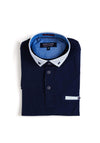 Advise Contrast Micro Print Polo Shirt, Navy