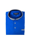 Advise Contrast Micro Print Collar Polo Shirt, Cobalt Blue