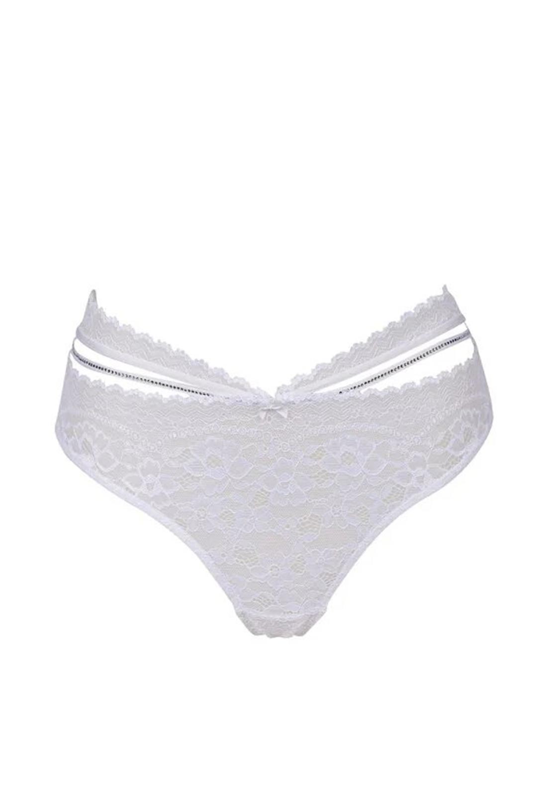 After Eden Meghan Lace String Brief, White
