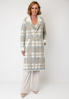 Alison Sheri Check Fluffy Knit Long Jacket, Grey