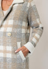 Alison Sheri Check Fluffy Knit Long Jacket, Grey