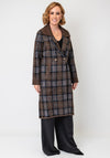 Alison Sheri Check Fluffy Knit Long Coat, Brown