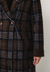 Alison Sheri Check Fluffy Knit Long Coat, Brown