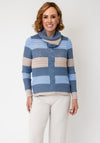 Alison Sheri Knit Striped Jumper and Snood, Blue