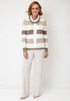Alison Sheri Knit Striped Jumper and Snood, Beige