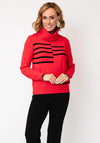 Alison Sheri High Neck with Stripes Jumper, Red Multi