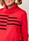 Alison Sheri High Neck with Stripes Jumper, Red Multi