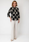 Alison Sheri Check Knit Cardigan, Black