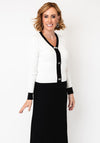 Alison Sheri Ribbed with Embellished Buttons Cardigan, Off-White