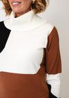 Alison Sheri Colour Block Rib Roll Neck Jumper, Multi