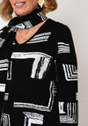 Alison Sheri Abstract Print Knitted Top, Black and White