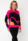 Alison Sheri Abstract Print High Neckline Jumper, Pink Multi