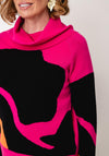 Alison Sheri Abstract Print High Neckline Jumper, Pink Multi