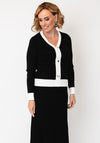 Alison Sheri Ribbed with Embellished Buttons Cardigan, Black