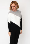 Alison Sheri Colour Block with Rhinestone Detail Top, Grey Multi