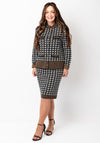 Allison Abstract  Print Knit Cardigan and Skirt Co-Ord, Brown