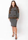 Allison Abstract  Print Knit Cardigan and Skirt Co-Ord, Brown