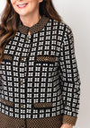 Allison Abstract  Print Knit Cardigan and Skirt Co-Ord, Brown