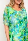 Allison Printed Silk Layered Midi Dress, Green