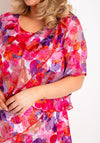 Allison Printed Silk Layered Midi Dress, Orange