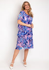 Allison Printed Silk Layered Midi Dress, Pink Blue