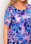 Allison Printed Silk Layered Midi Dress, Pink Blue
