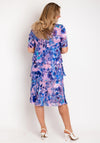 Allison Printed Silk Layered Midi Dress, Pink Blue